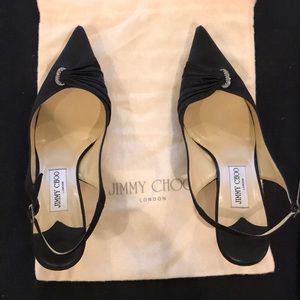 Jimmy Choo satin pumps with crystal embellishment